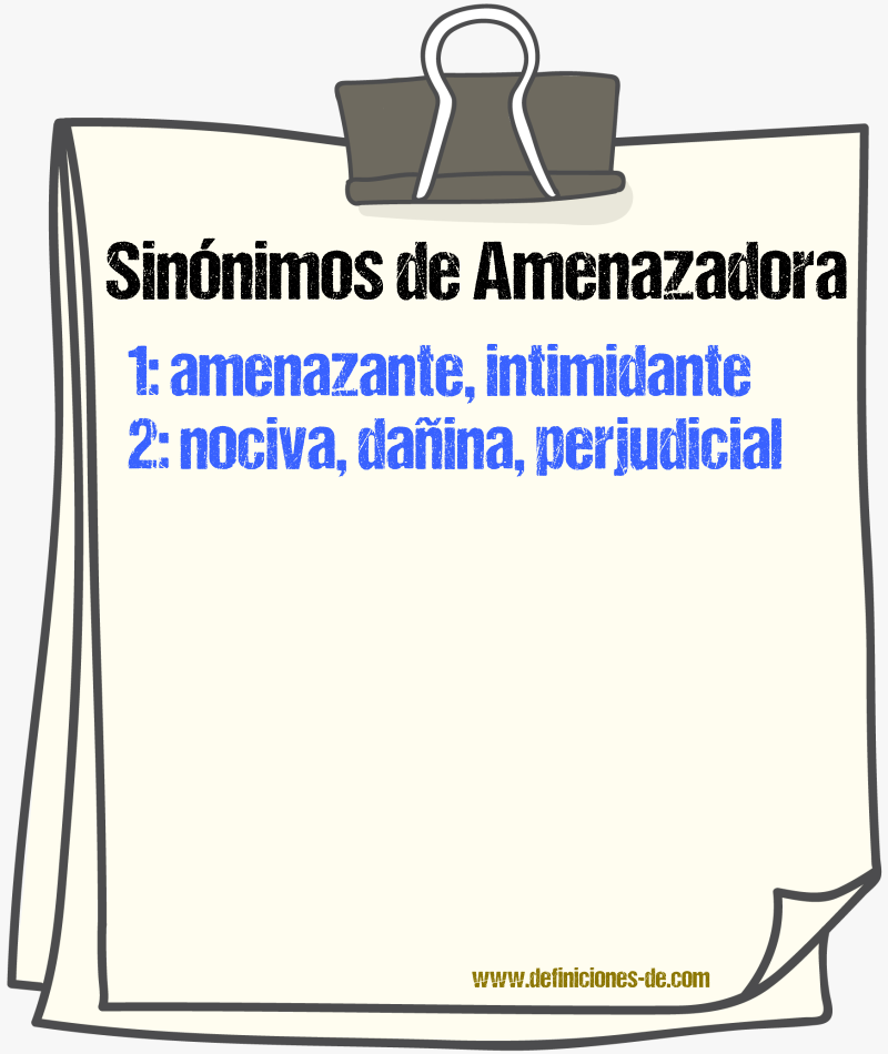 Sinónimos de amenazadora