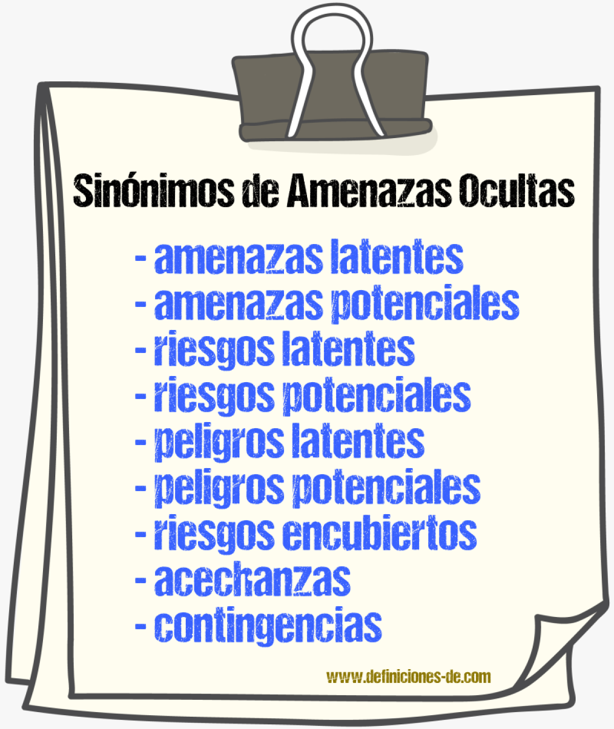 Sinónimos de amenazas ocultas