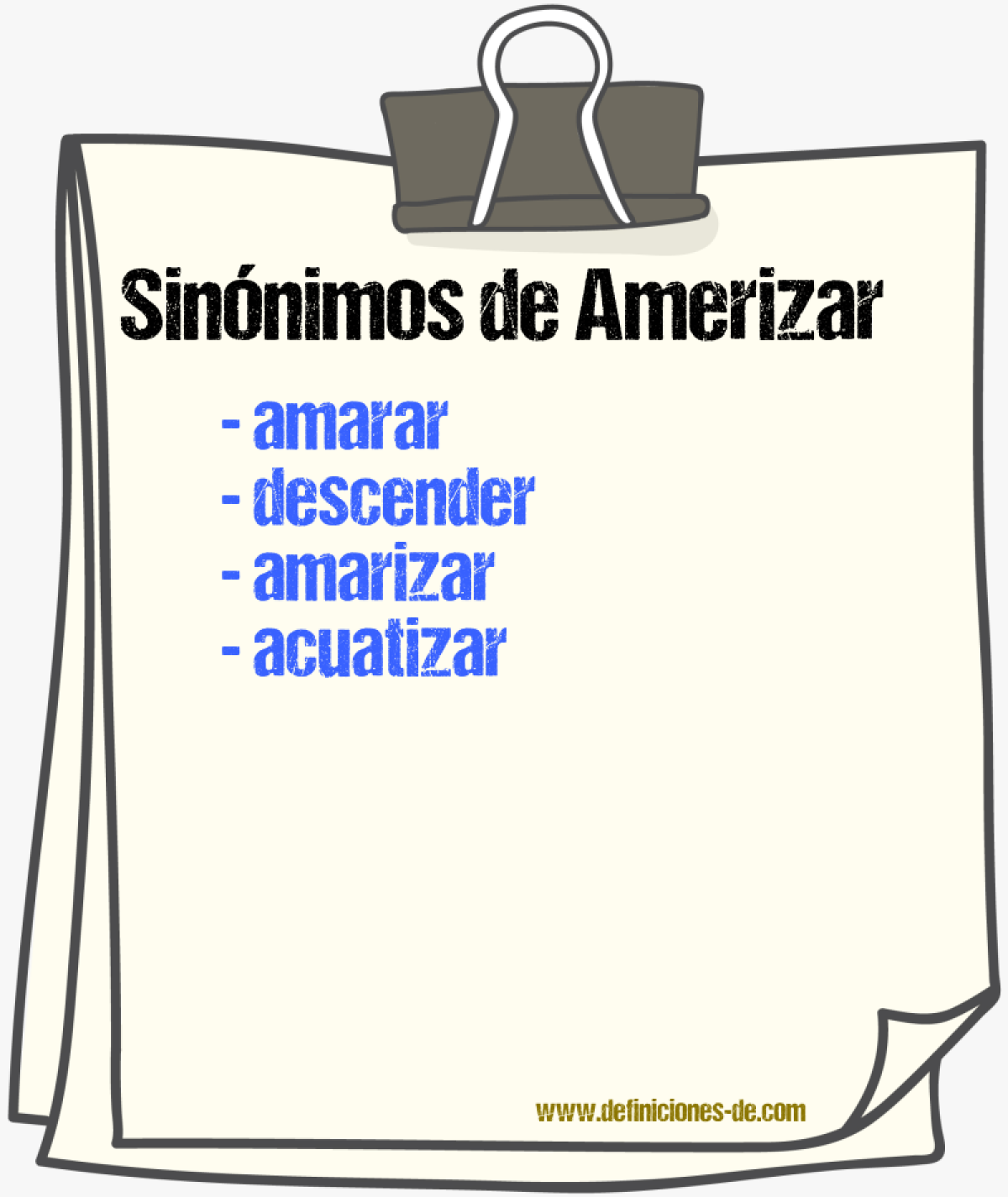 Sinnimos de amerizar