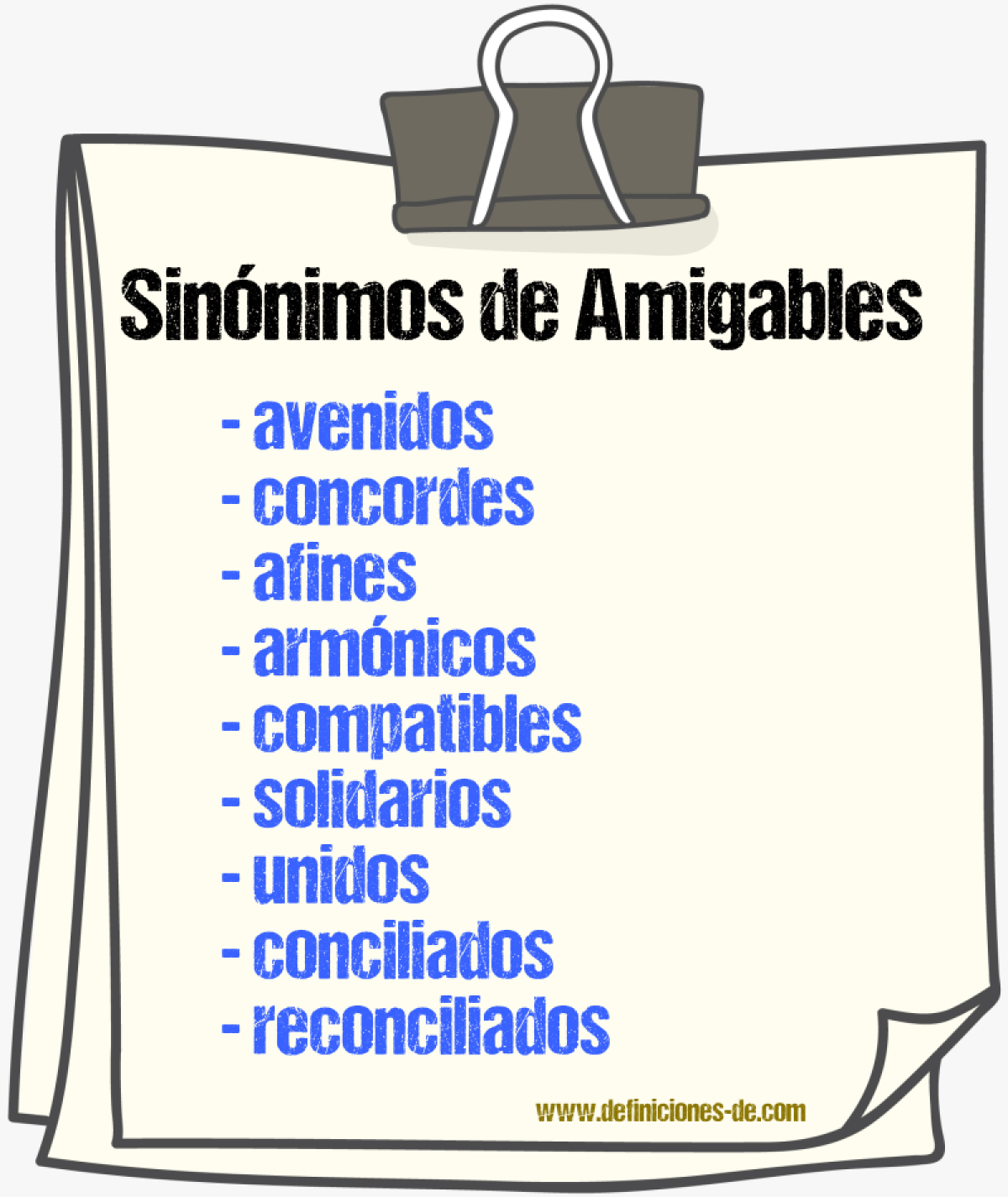 Sinónimos de amigables