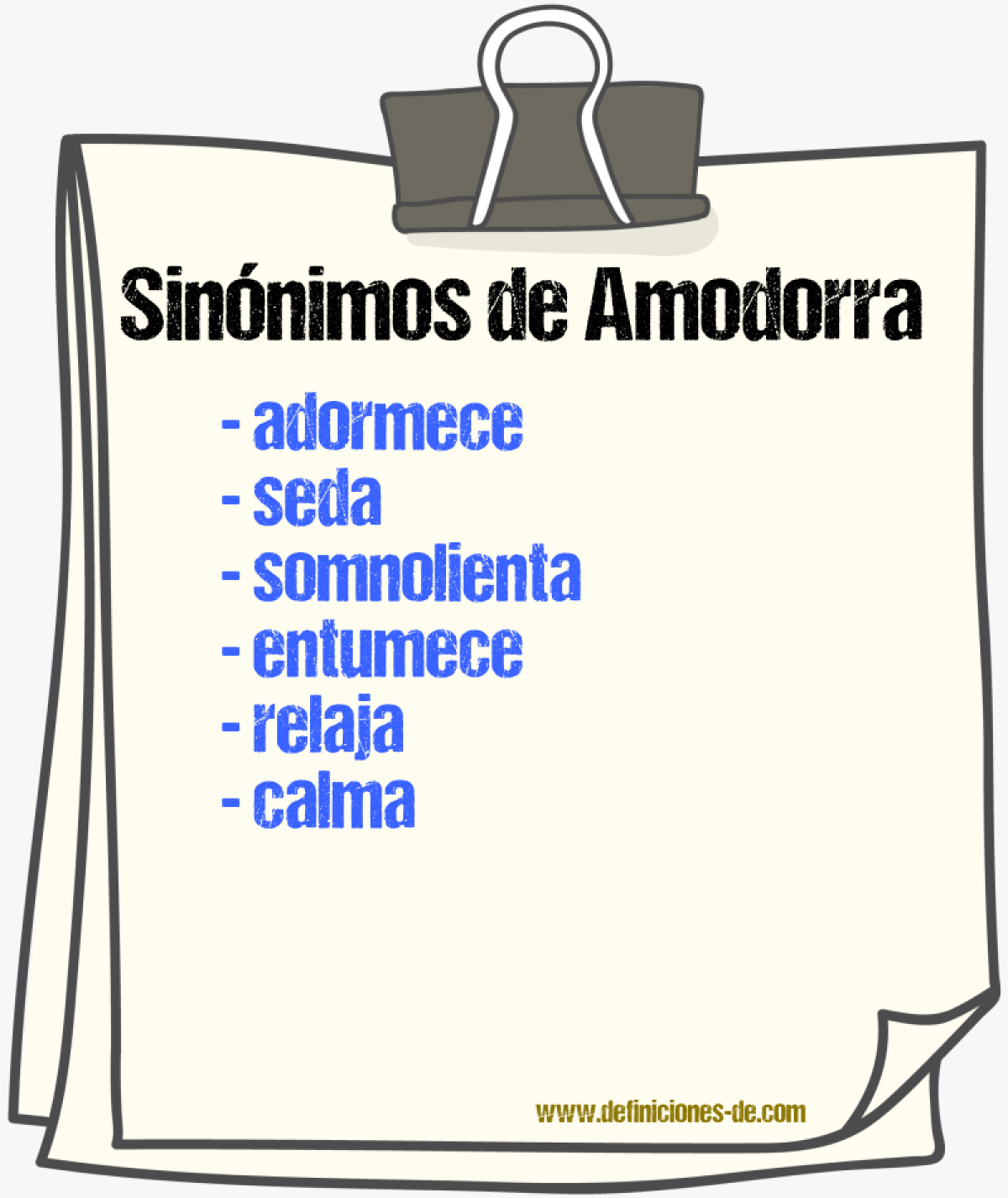 Sinónimos de amodorra