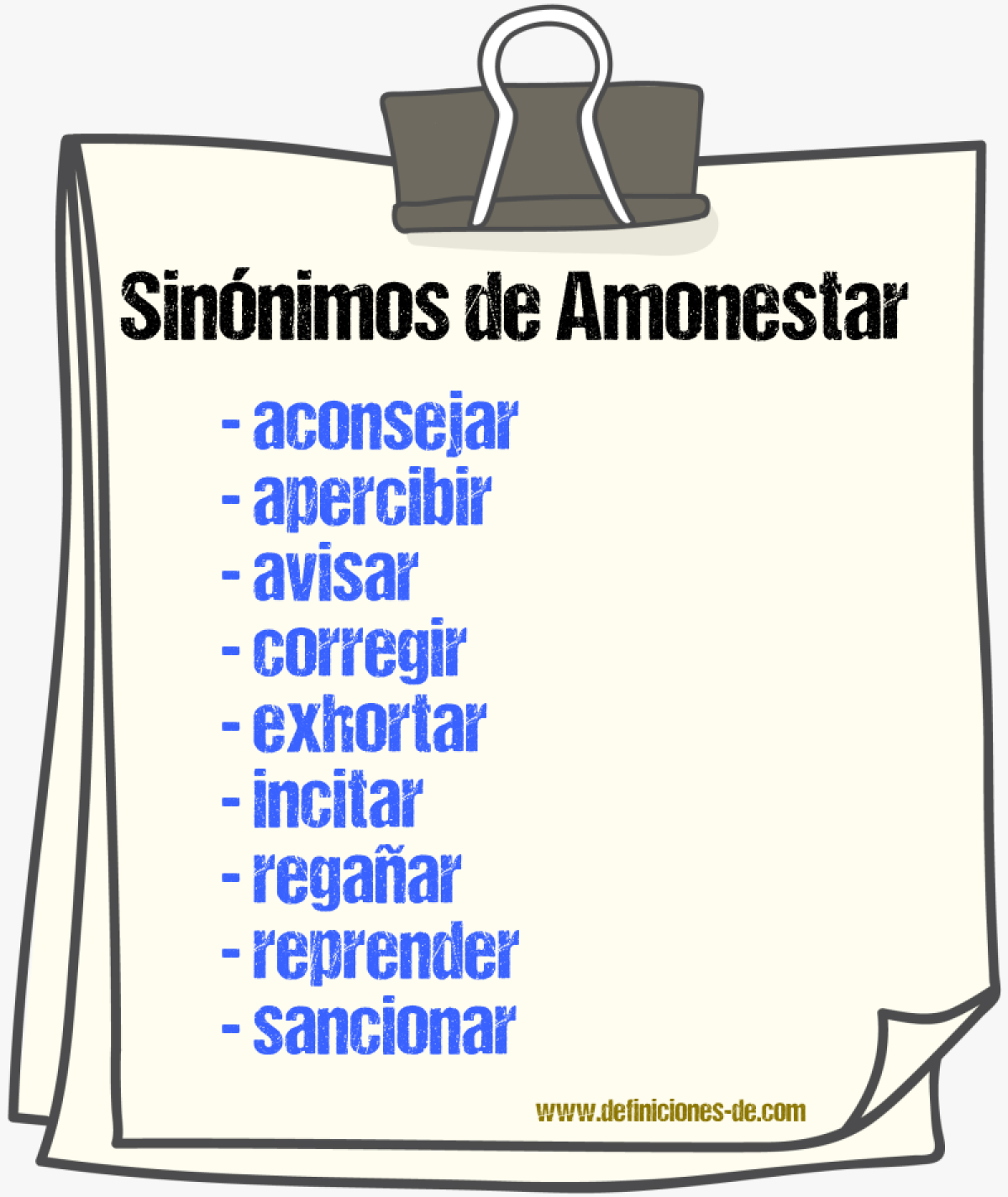 Sinnimos de amonestar