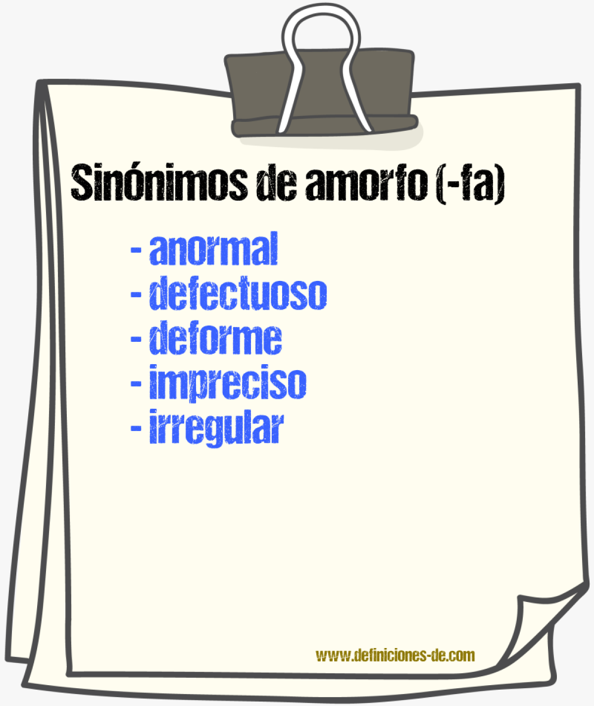 Sinnimos de amorfo