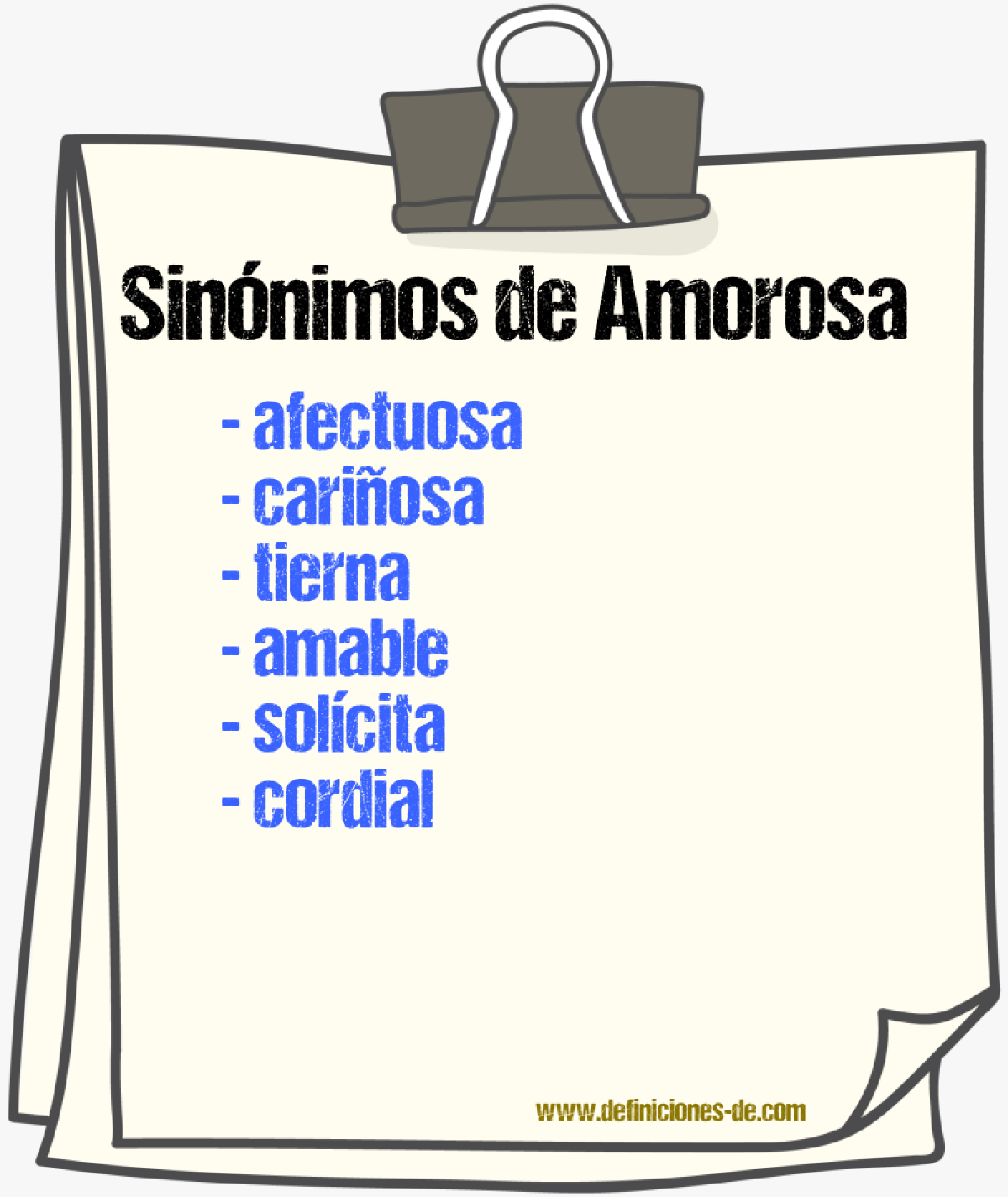 Sinónimos de amorosa