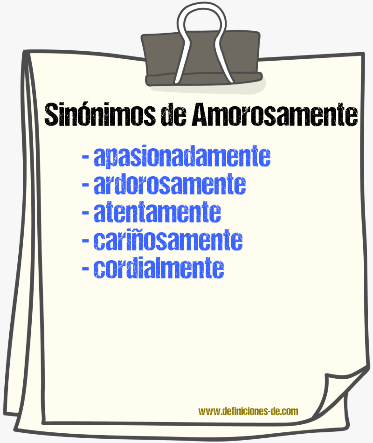 Sinnimos de amorosamente