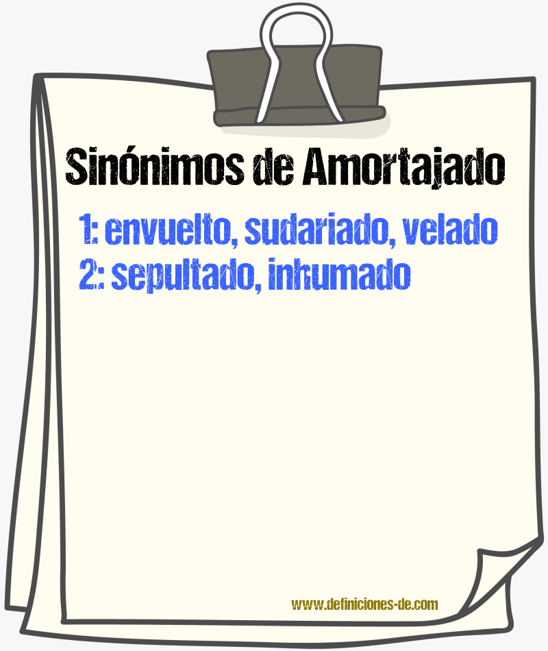 Sinónimos de amortajado