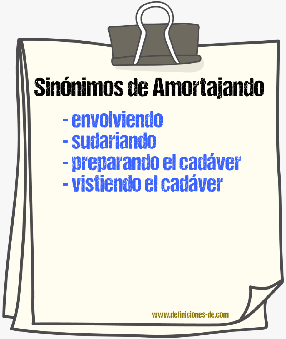 Sinónimos de amortajando