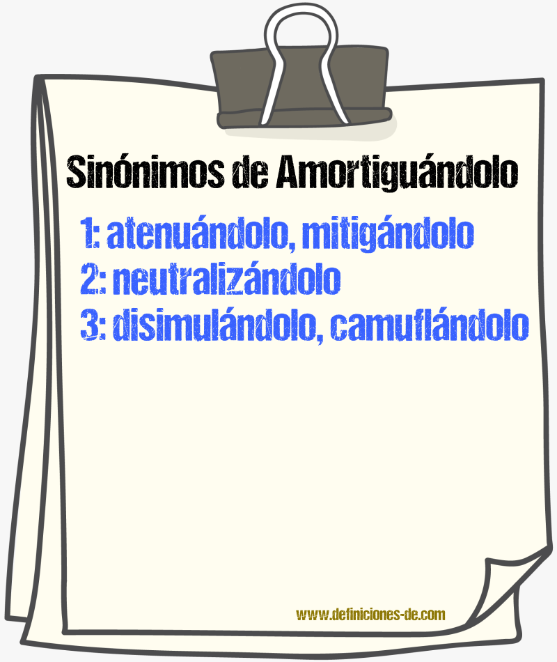 Sinónimos de amortiguándolo