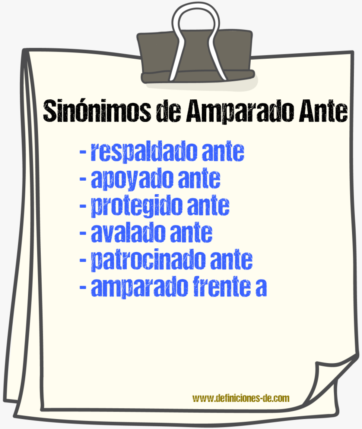 Sinónimos de amparado ante