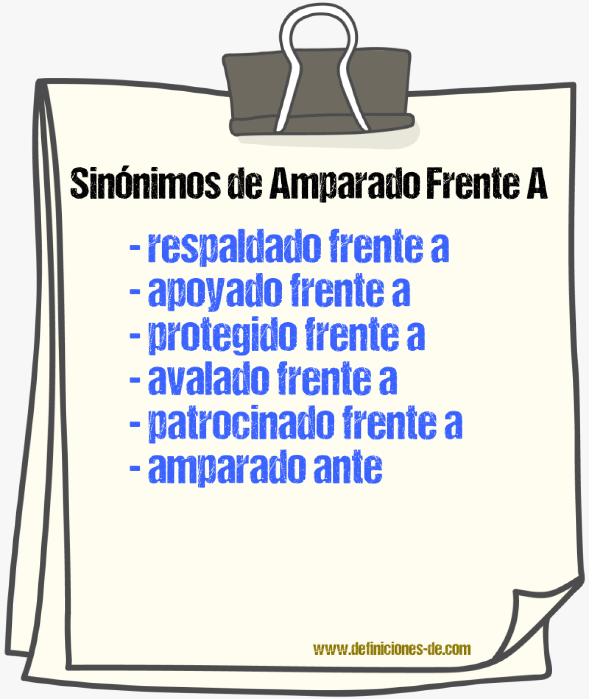 Sinónimos de amparado frente a