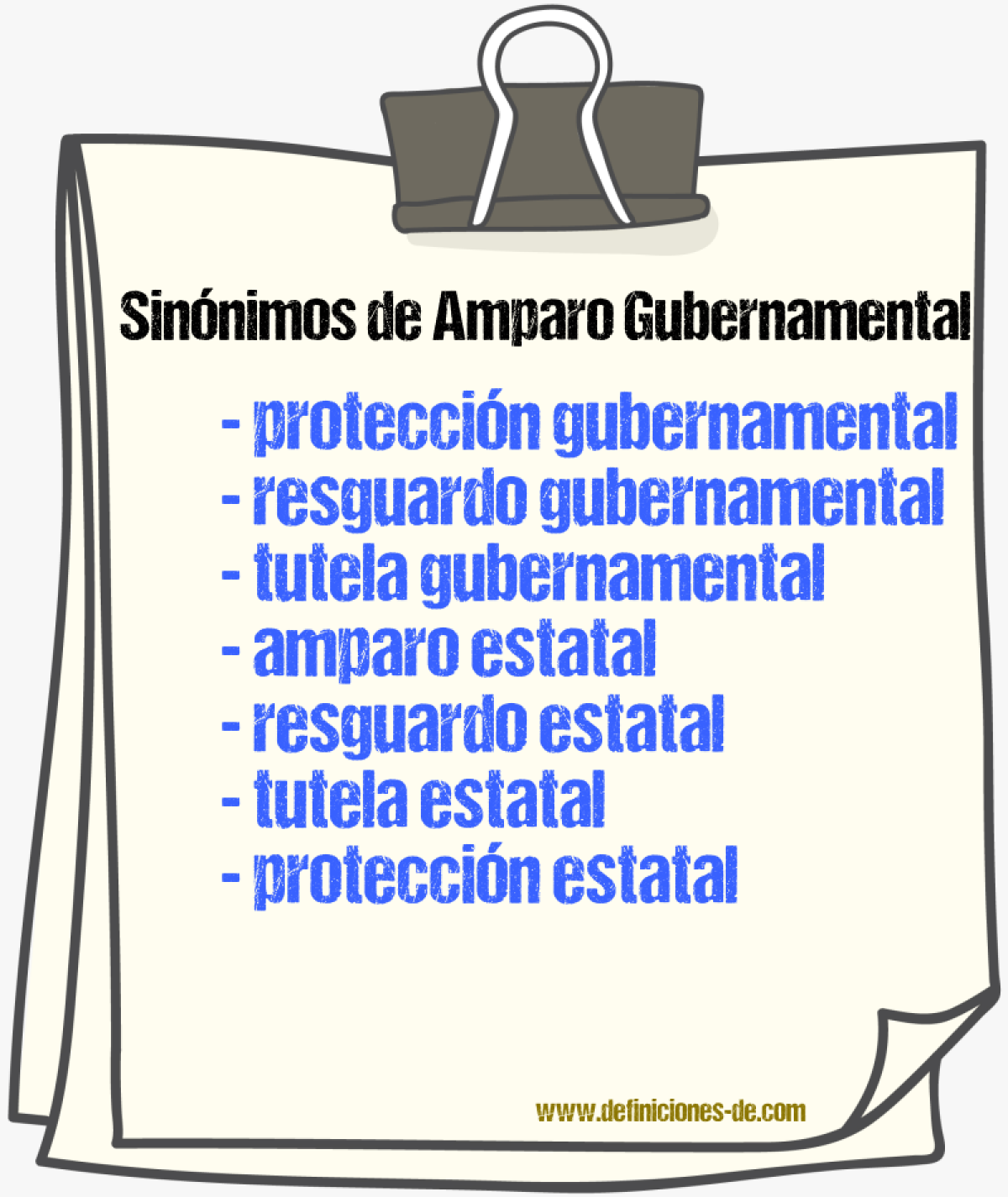 Sinónimos de amparo gubernamental