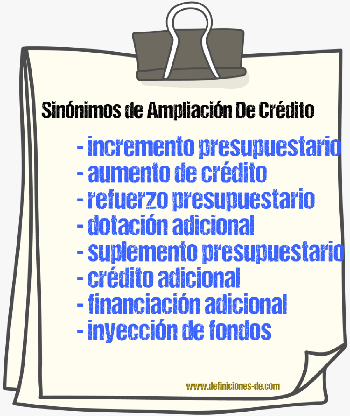 Sinónimos de ampliación de crédito