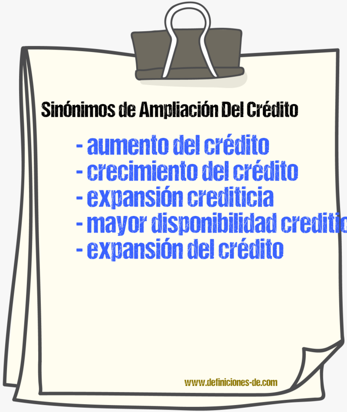 Sinónimos de ampliación del crédito