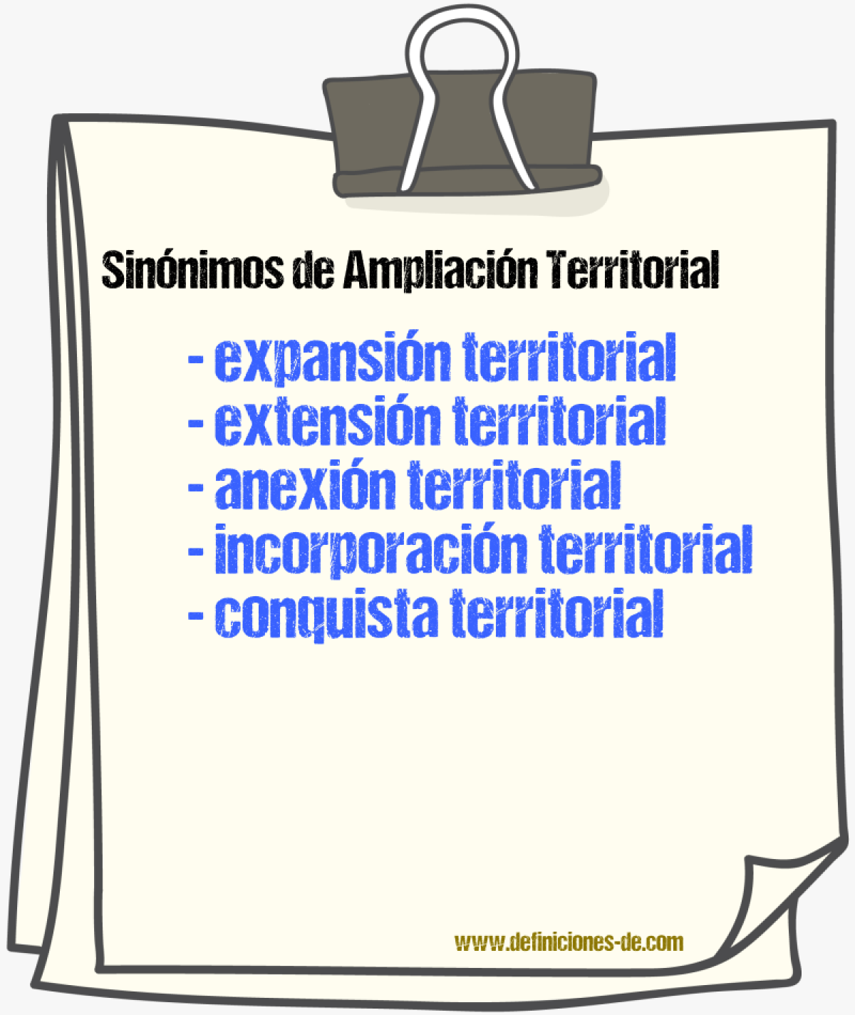 Sinónimos de ampliación territorial
