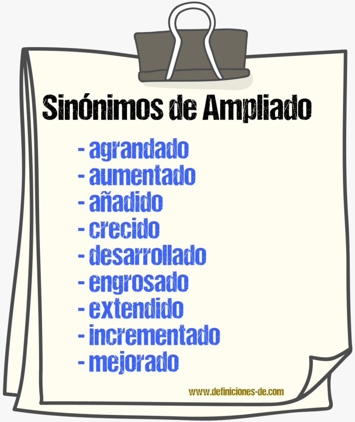 Sinnimos de ampliado