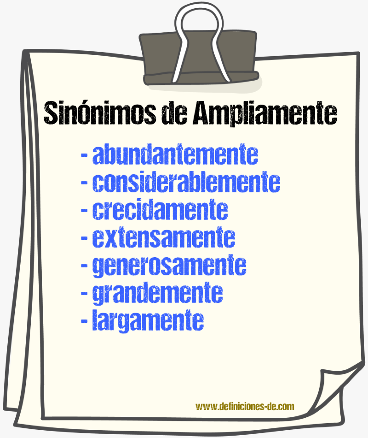 Sinnimos de ampliamente