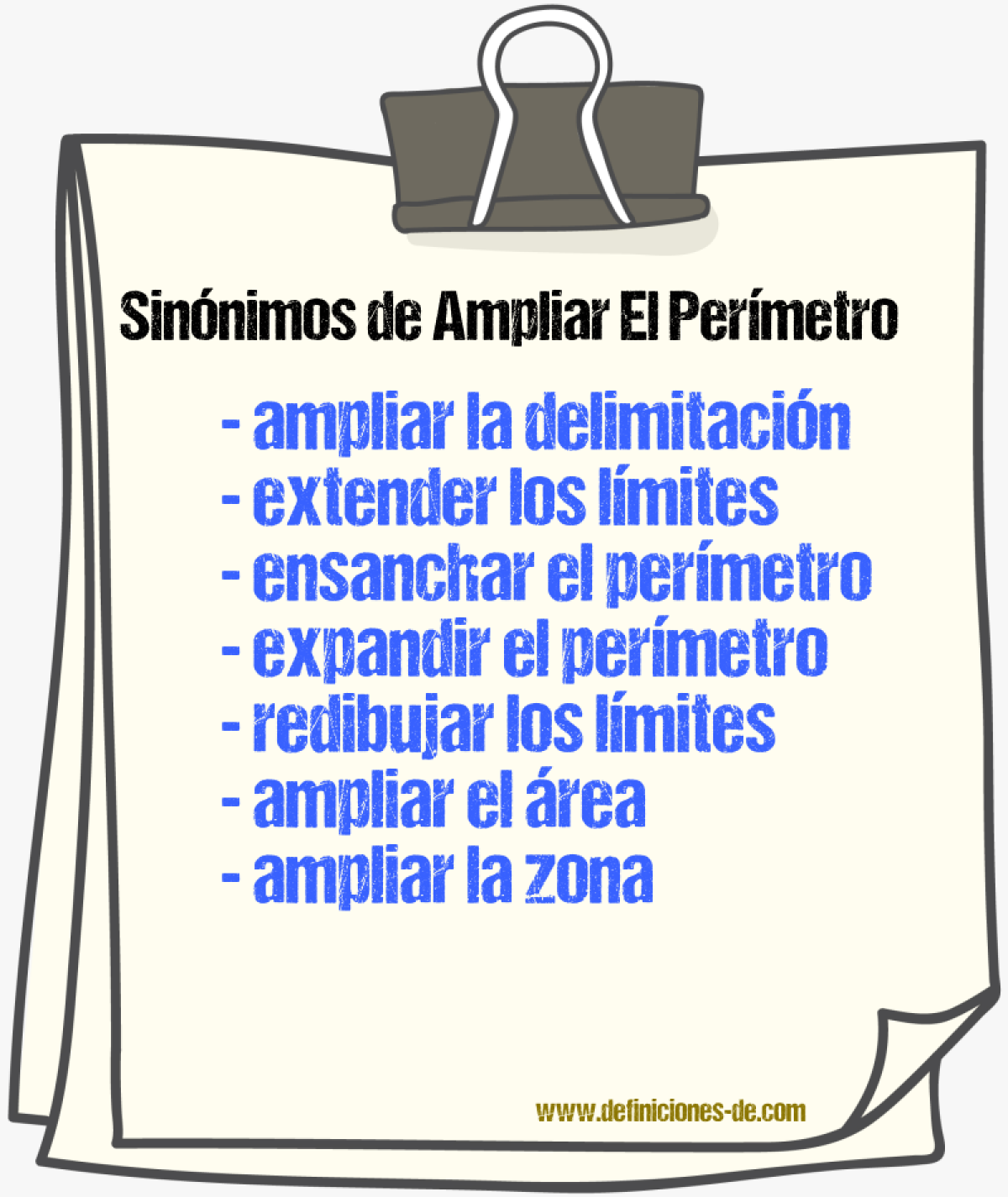 Sinónimos de ampliar el perímetro