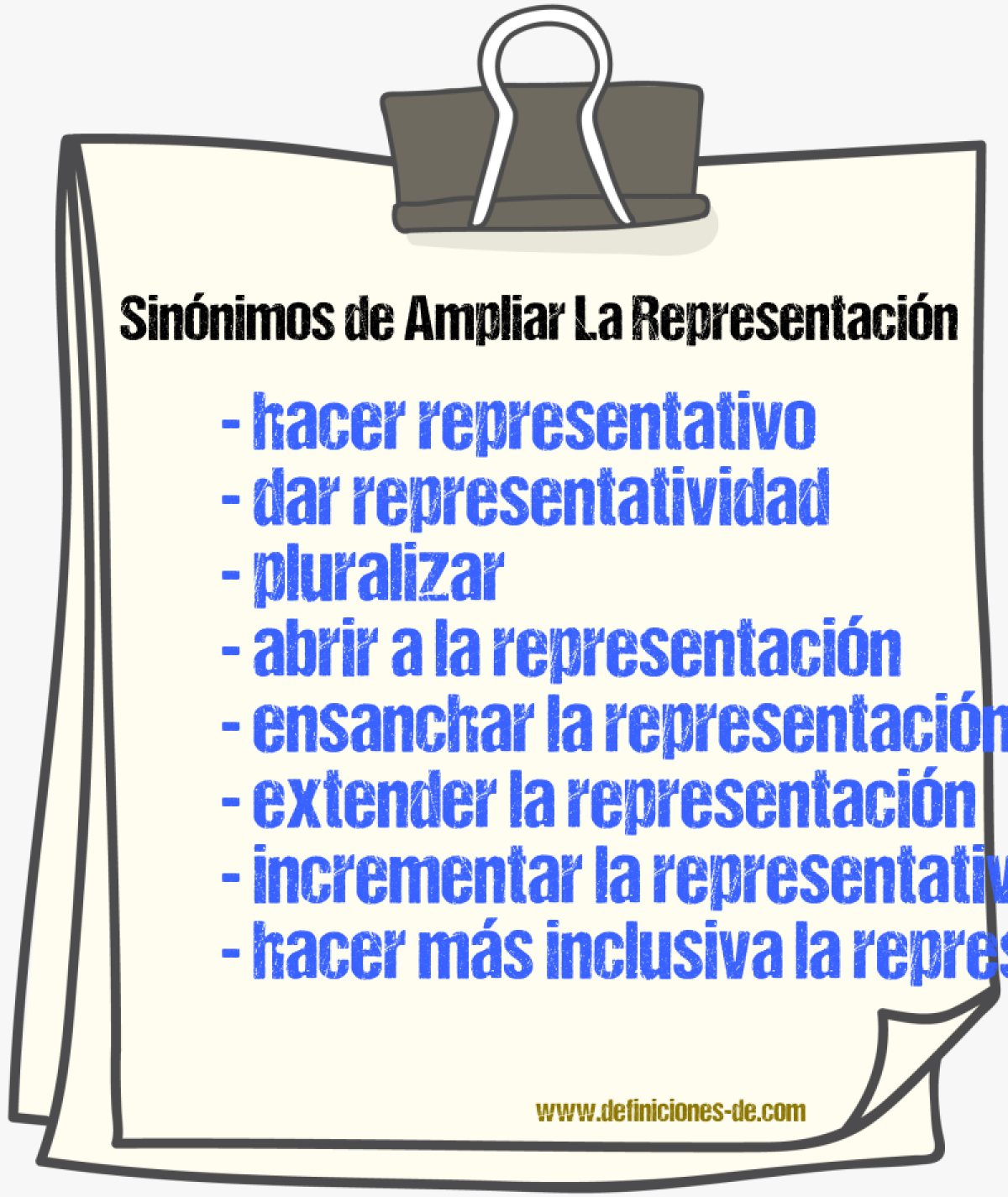 Sinónimos de ampliar la representación