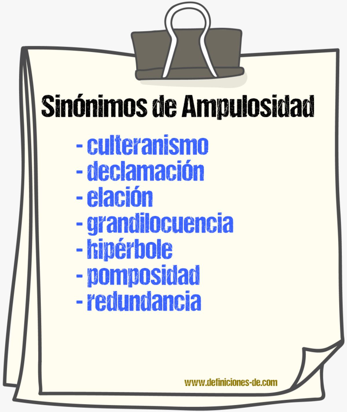 Sinnimos de ampulosidad