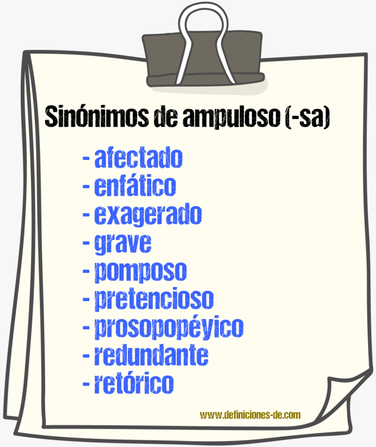 Sinnimos de ampuloso