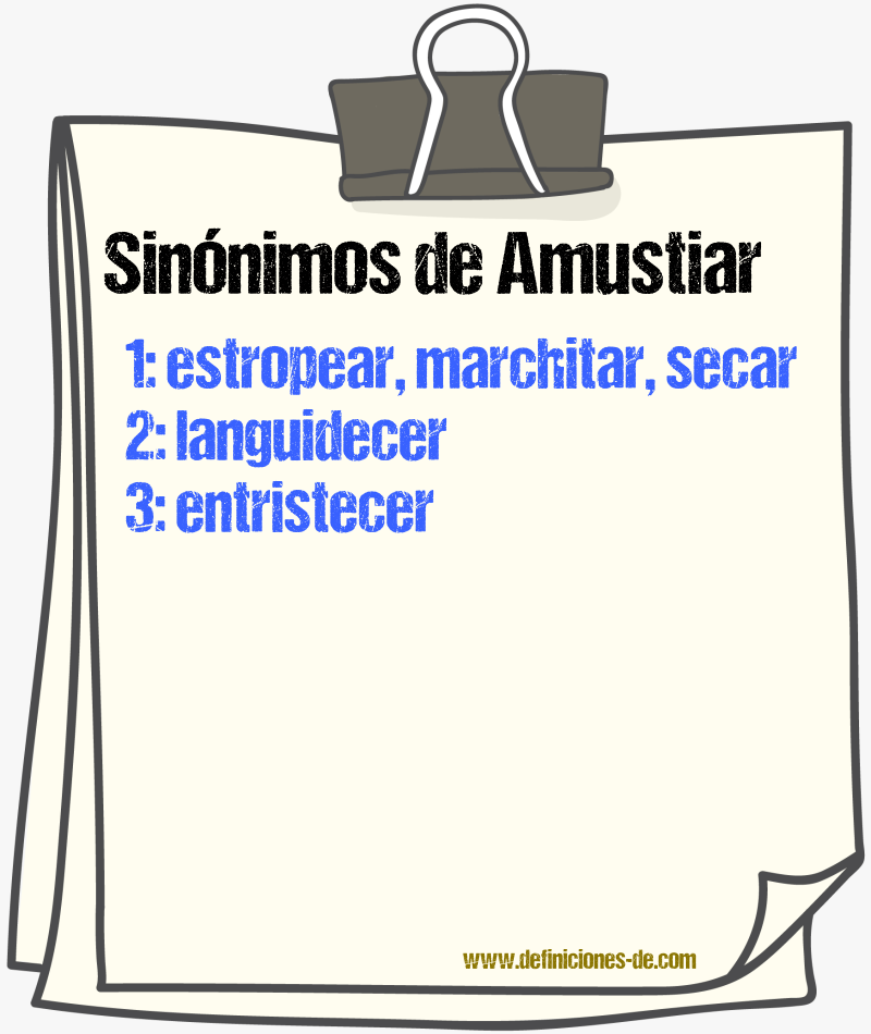 Sinnimos de amustiar