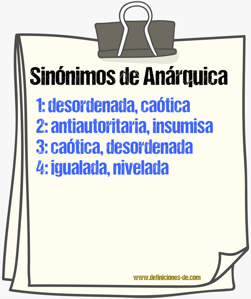 Sinónimos de anárquica