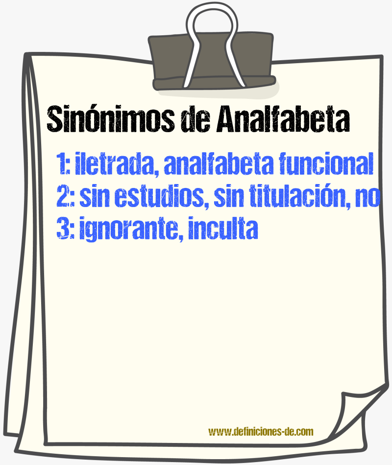 Sinónimos de analfabeta