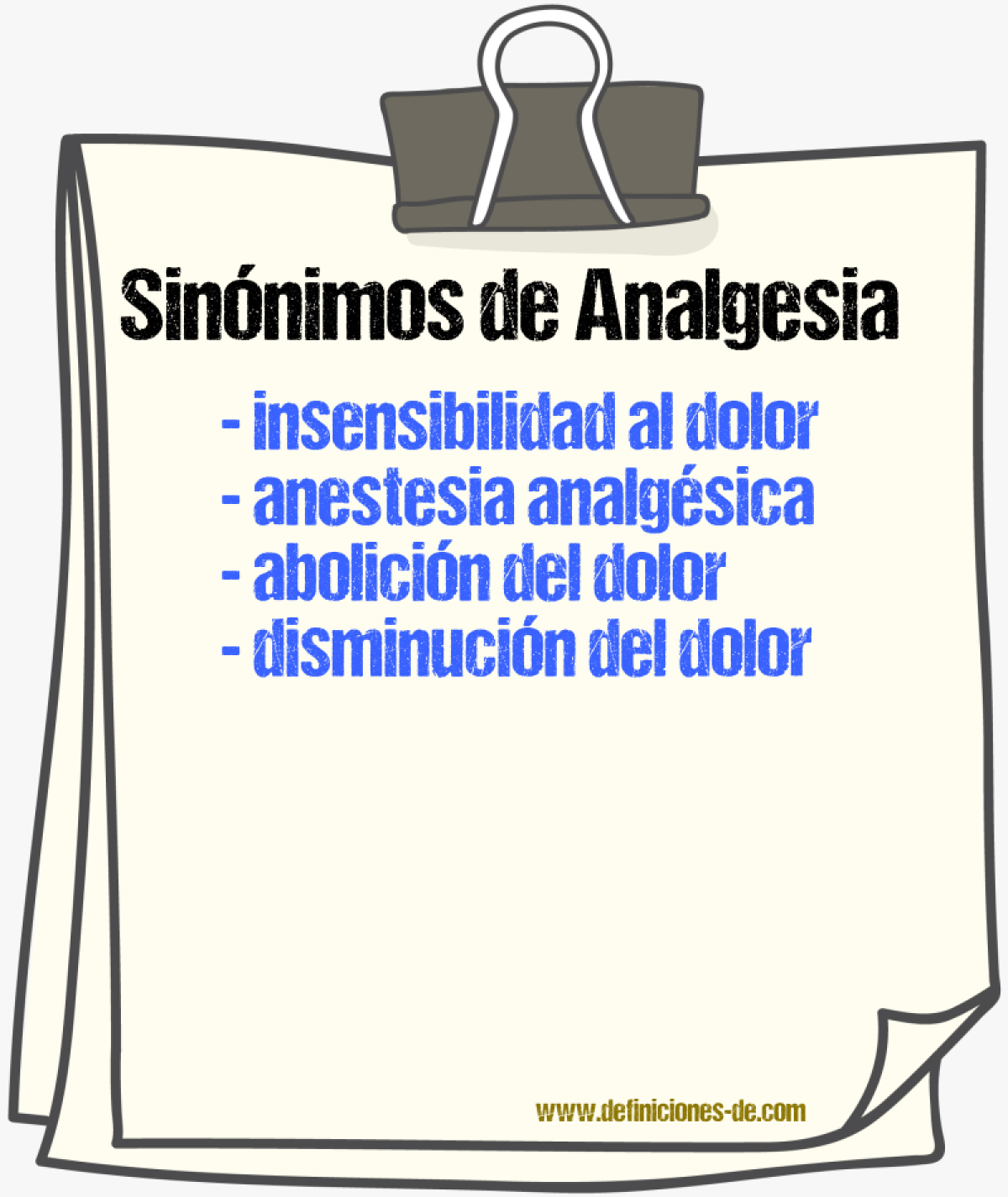 Sinónimos de analgesia