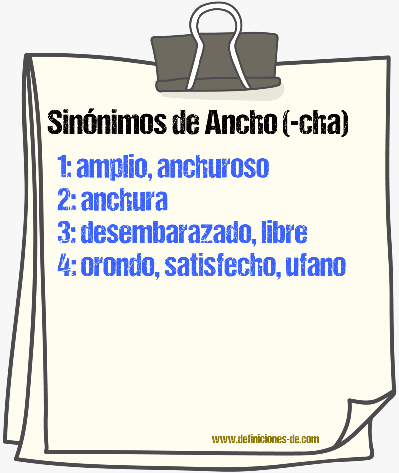 Sinnimos de ancho