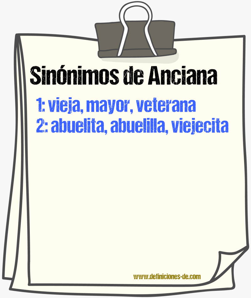 Sinónimos de anciana