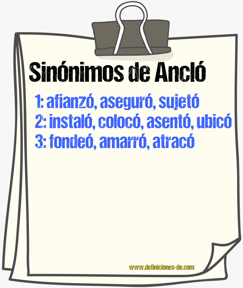 Sinónimos de ancló