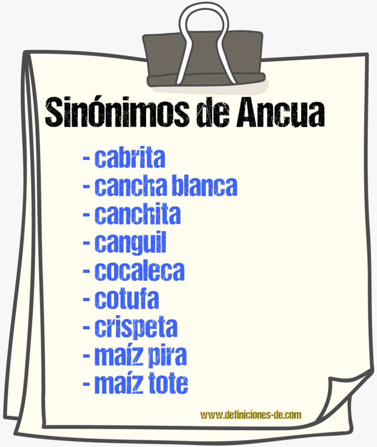 Sinnimos de ancua