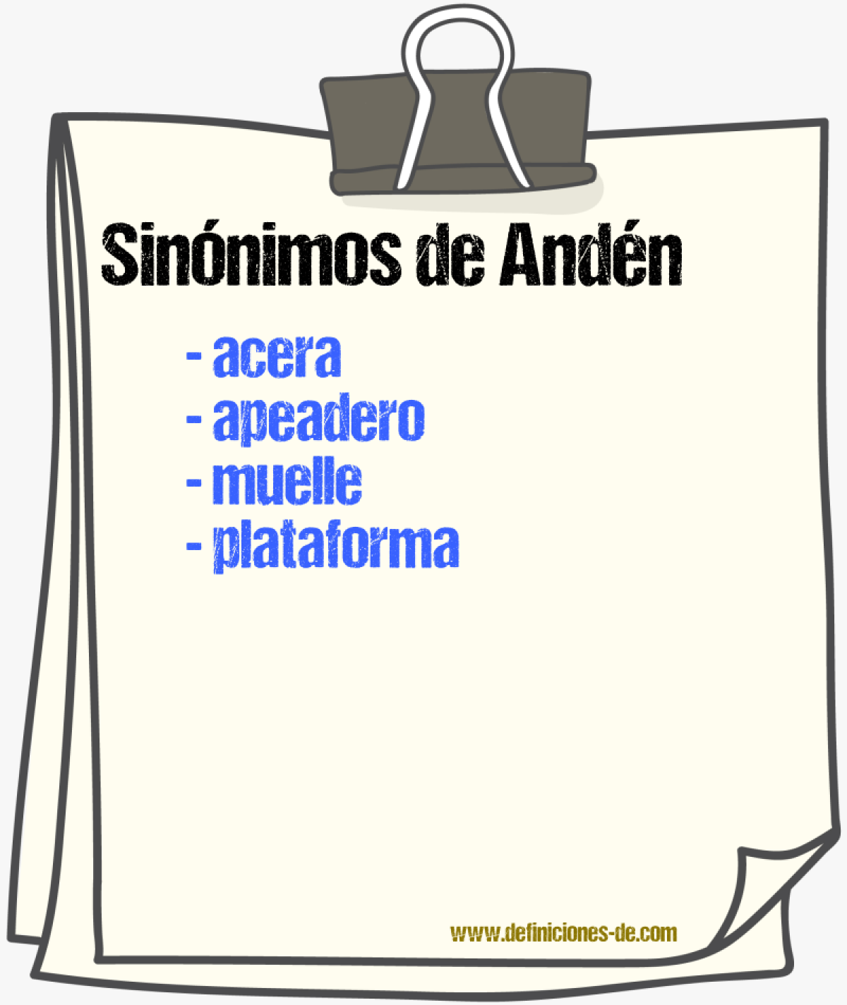 Sinnimos de andn