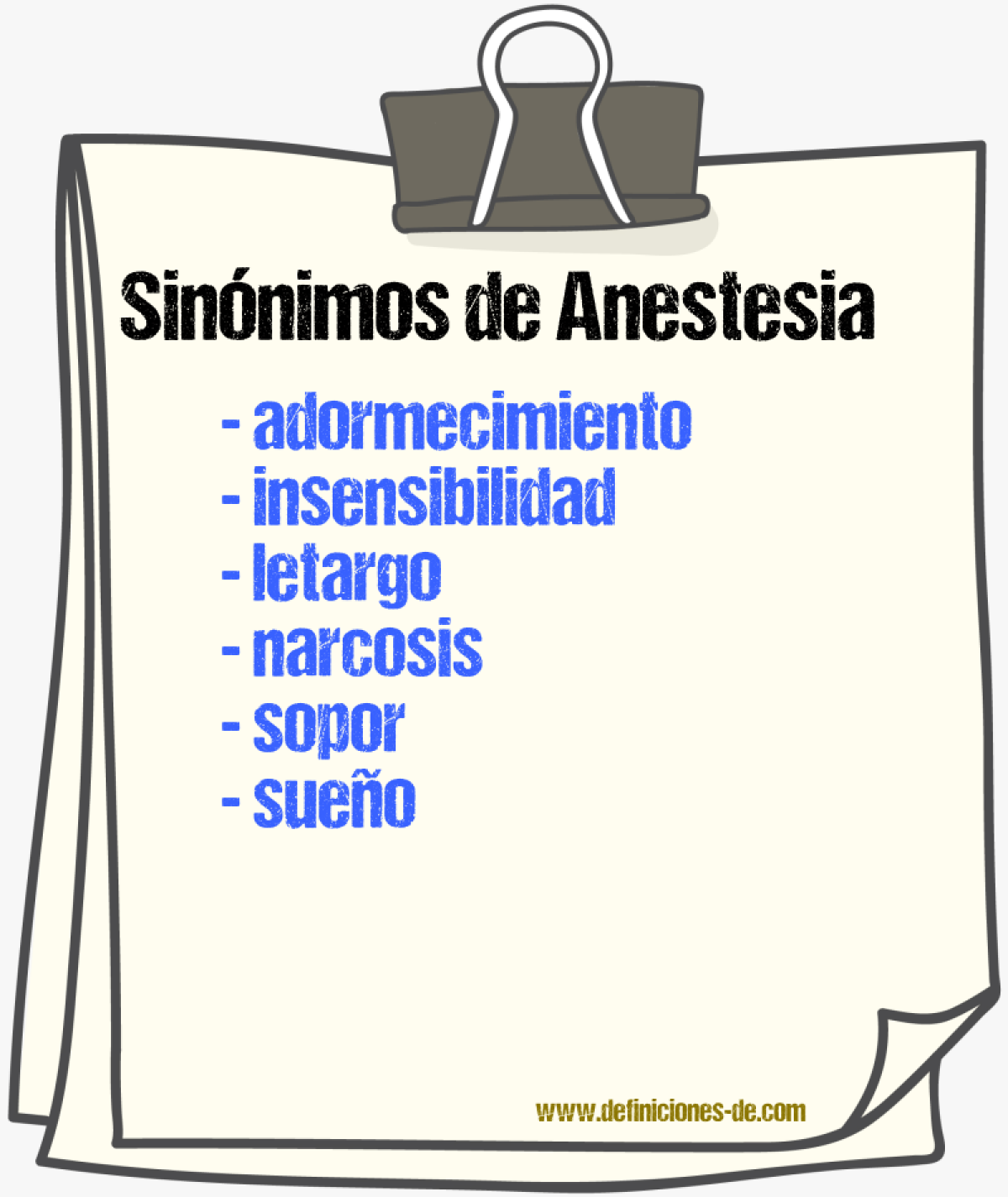 Sinnimos de anestesia