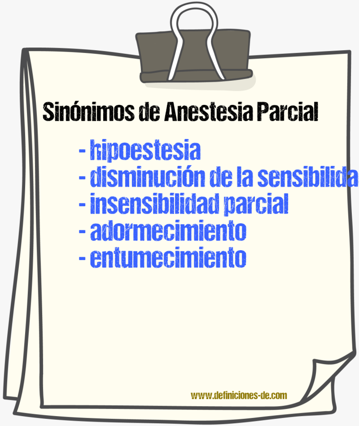 Sinónimos de anestesia parcial