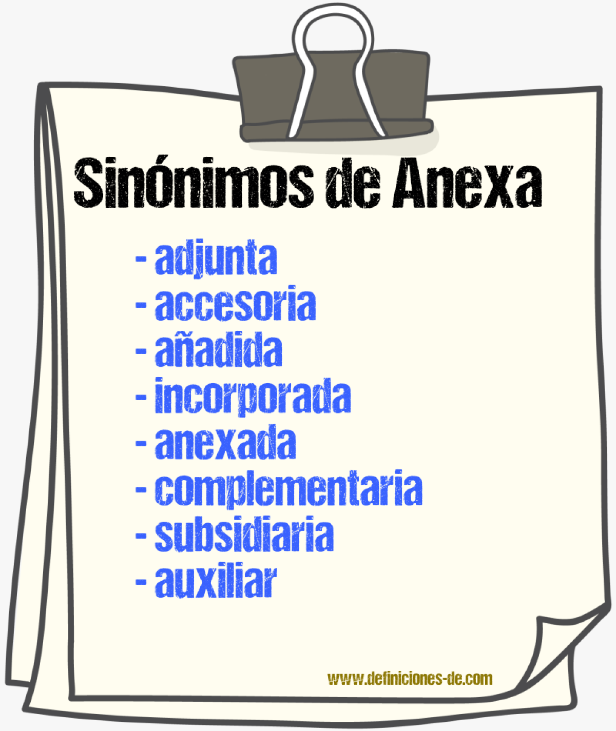 Sinónimos de anexa