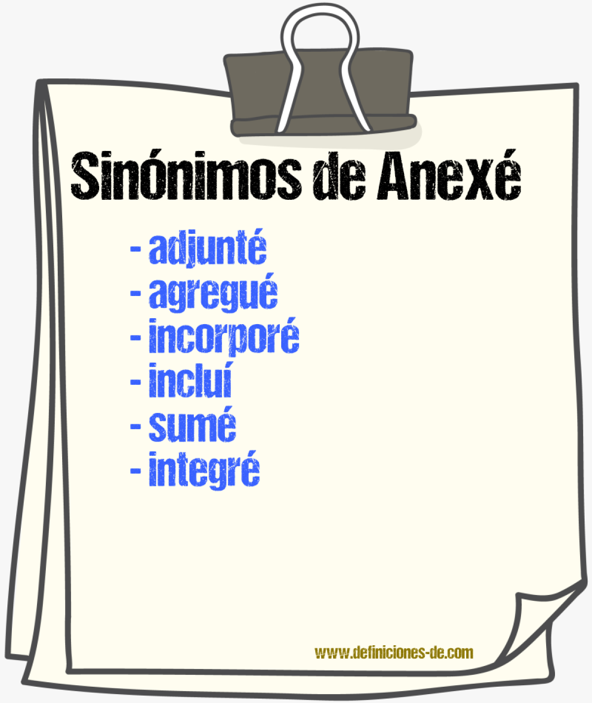 Sinónimos de anexé