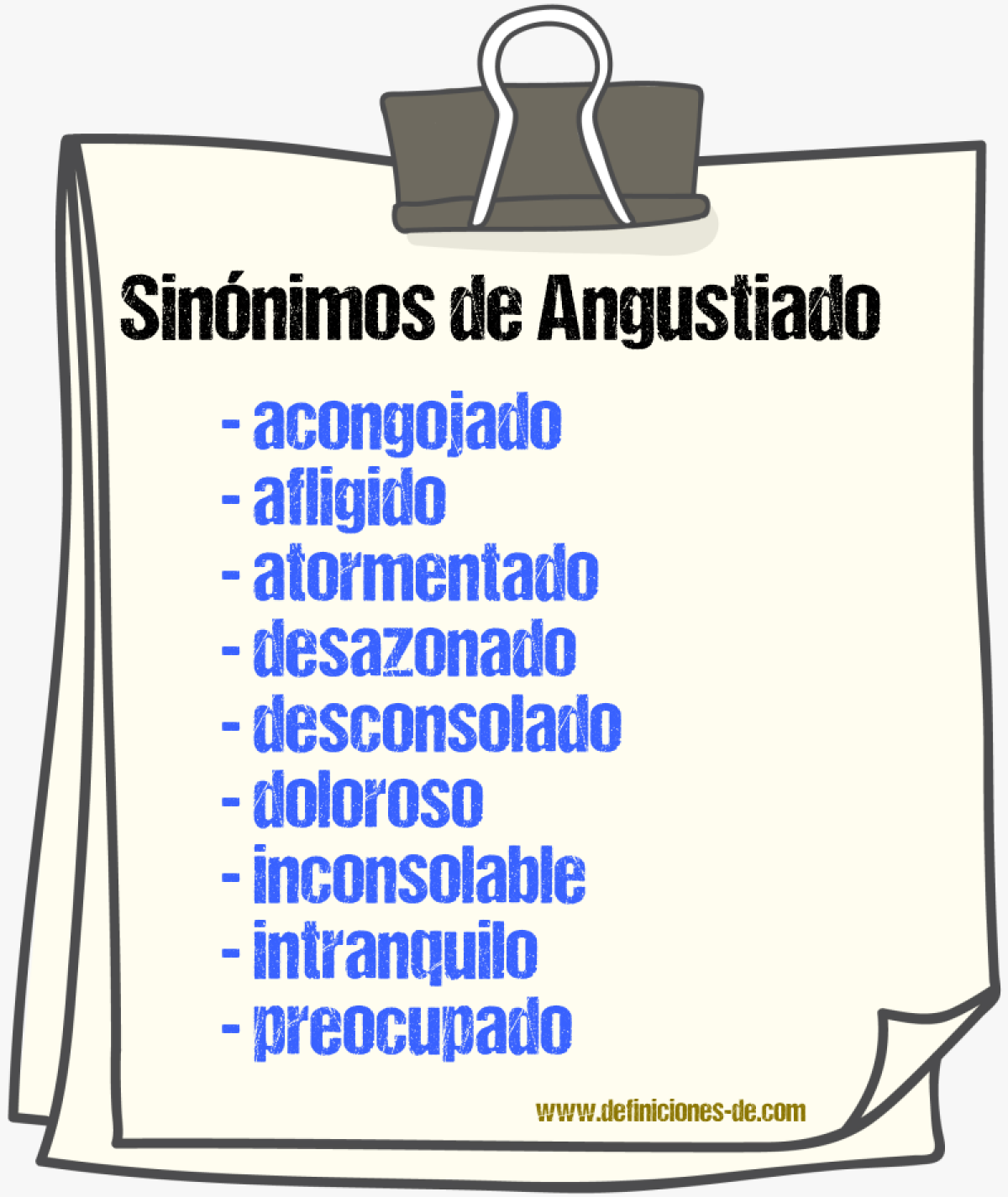 Sinnimos de angustiado