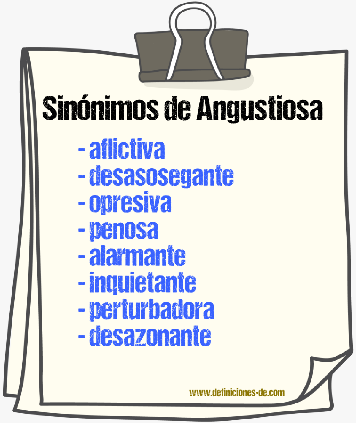 Sinónimos de angustiosa