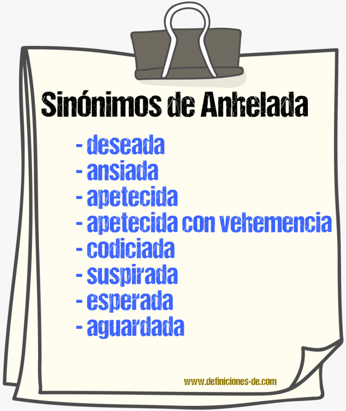 Sinónimos de anhelada
