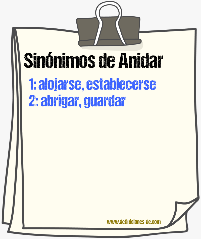 Sinnimos de anidar