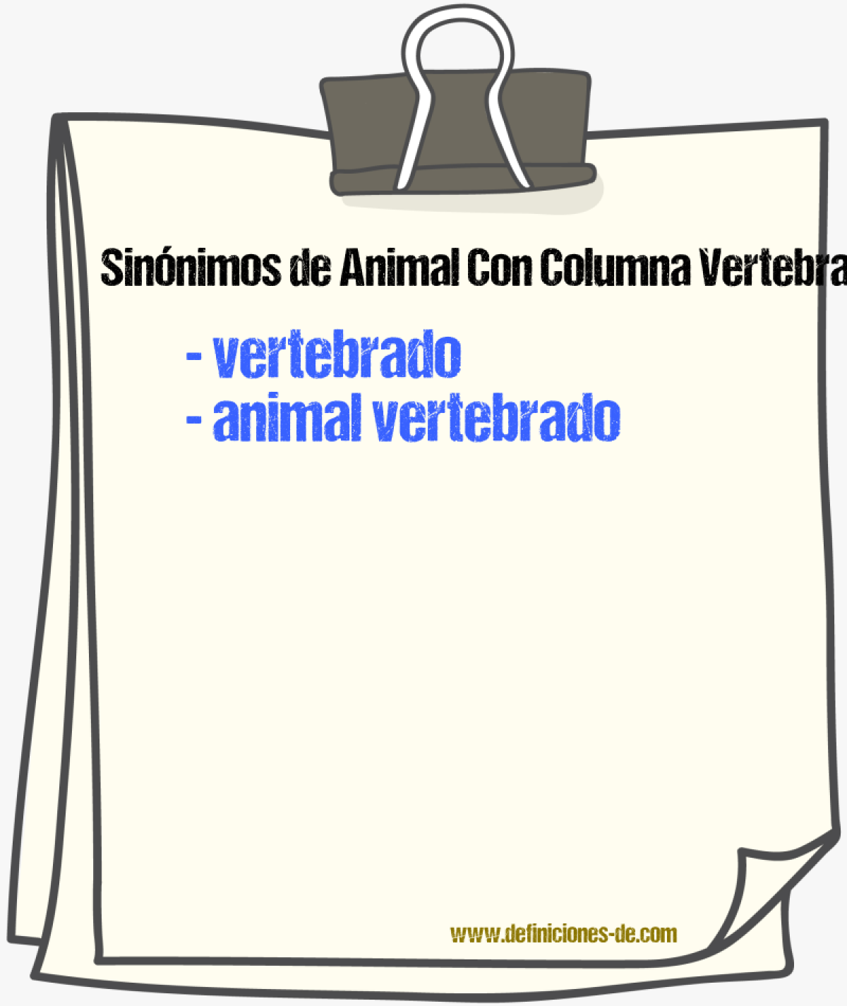 Sinónimos de animal con columna vertebral
