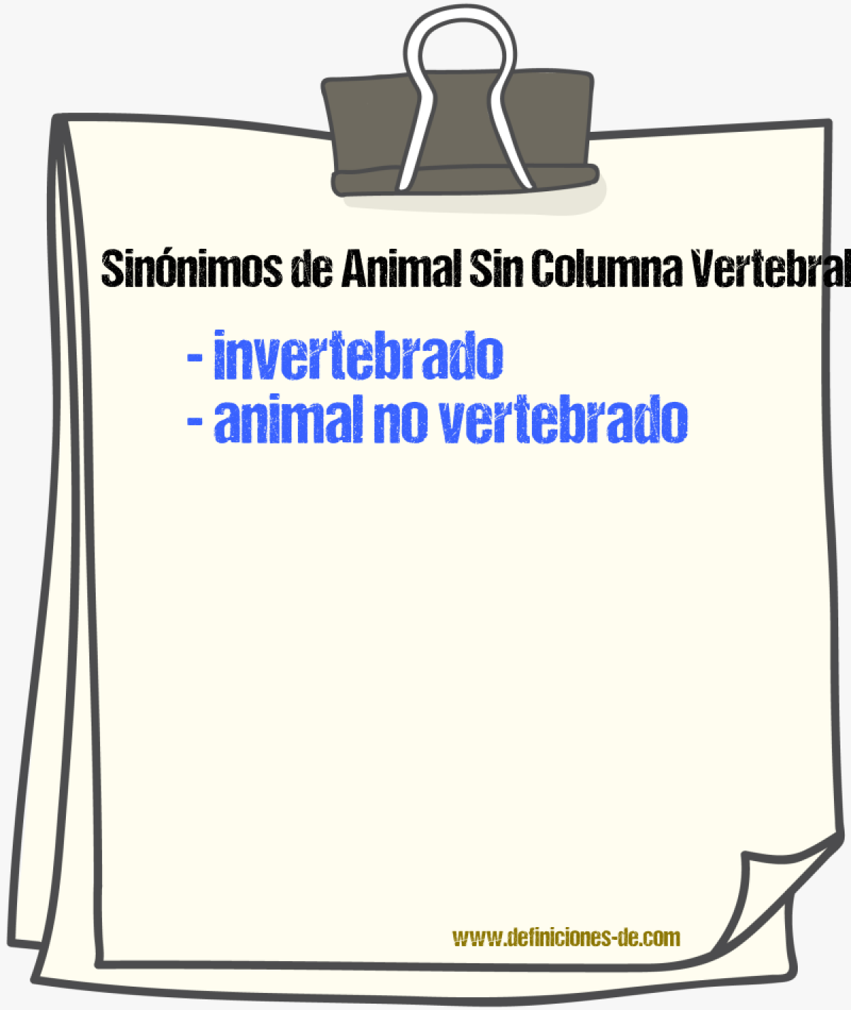 Sinónimos de animal sin columna vertebral