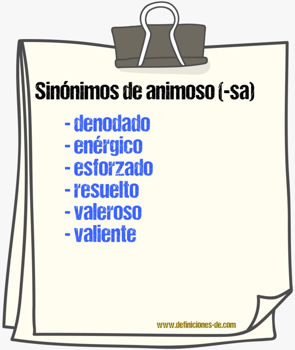 Sinnimos de animoso