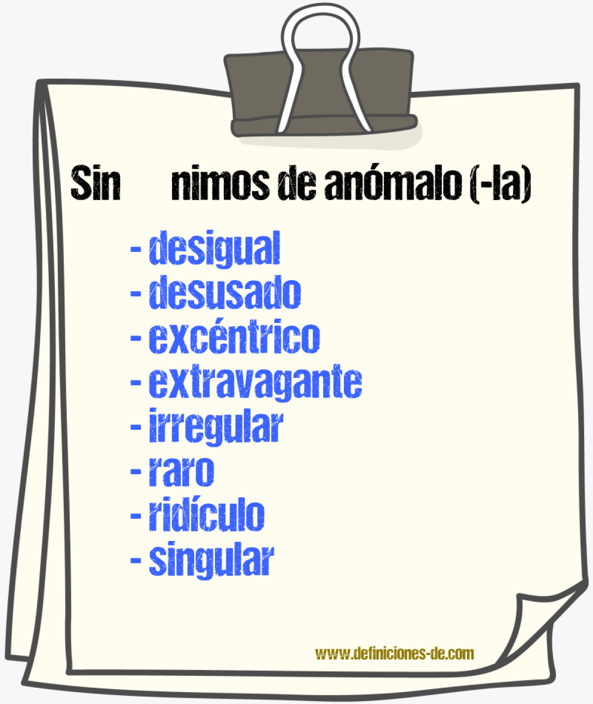 Sinnimos de anmalo