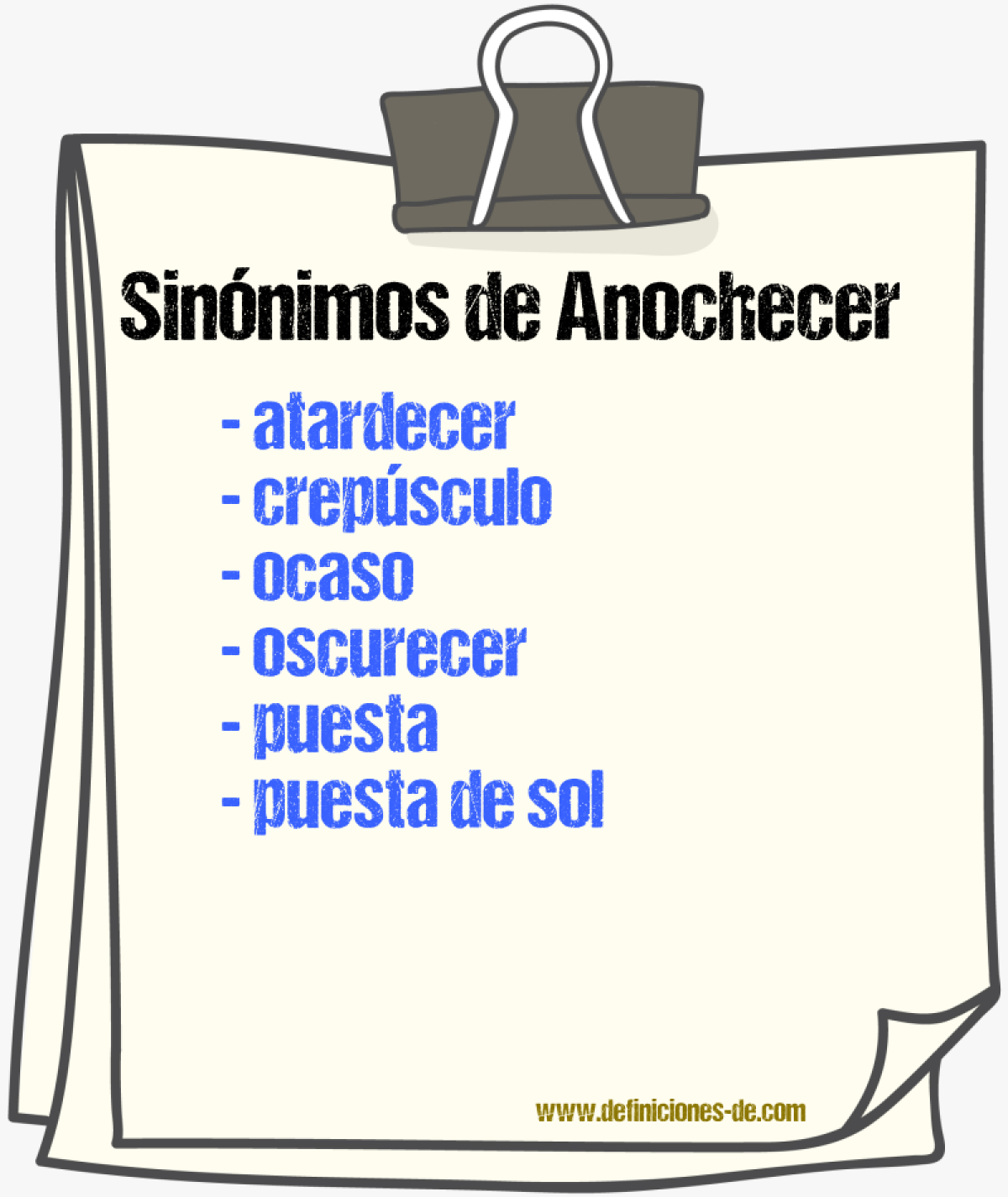 Sinnimos de anochecer