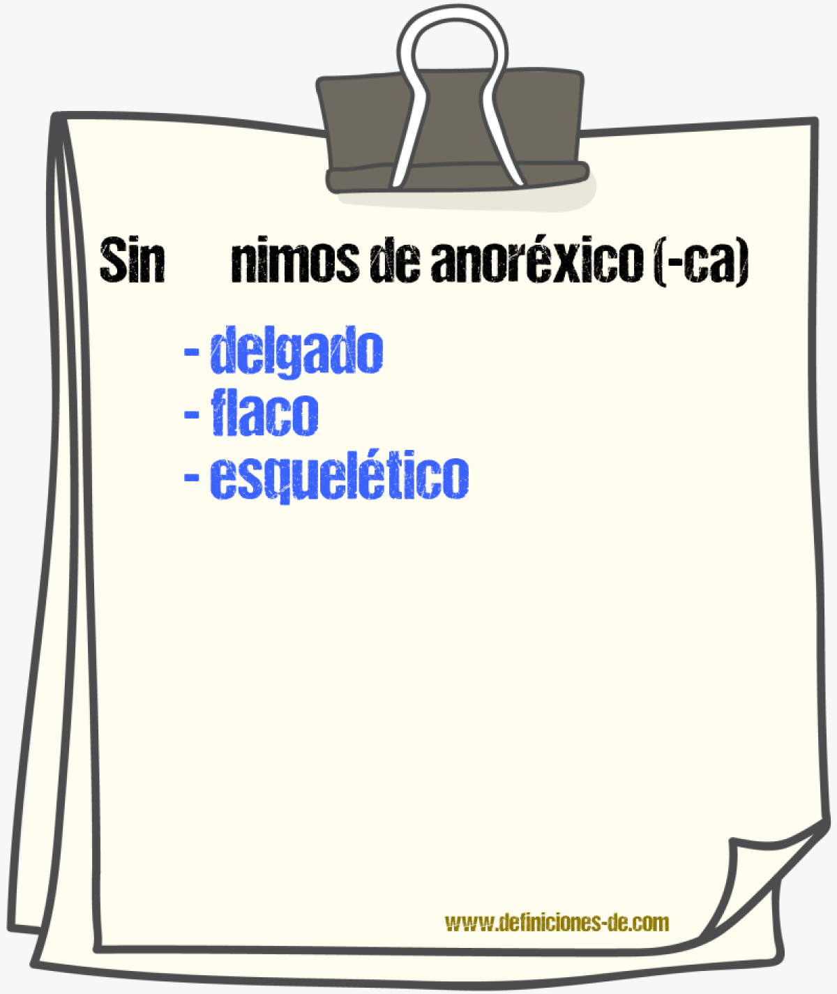 Sinnimos de anorxico