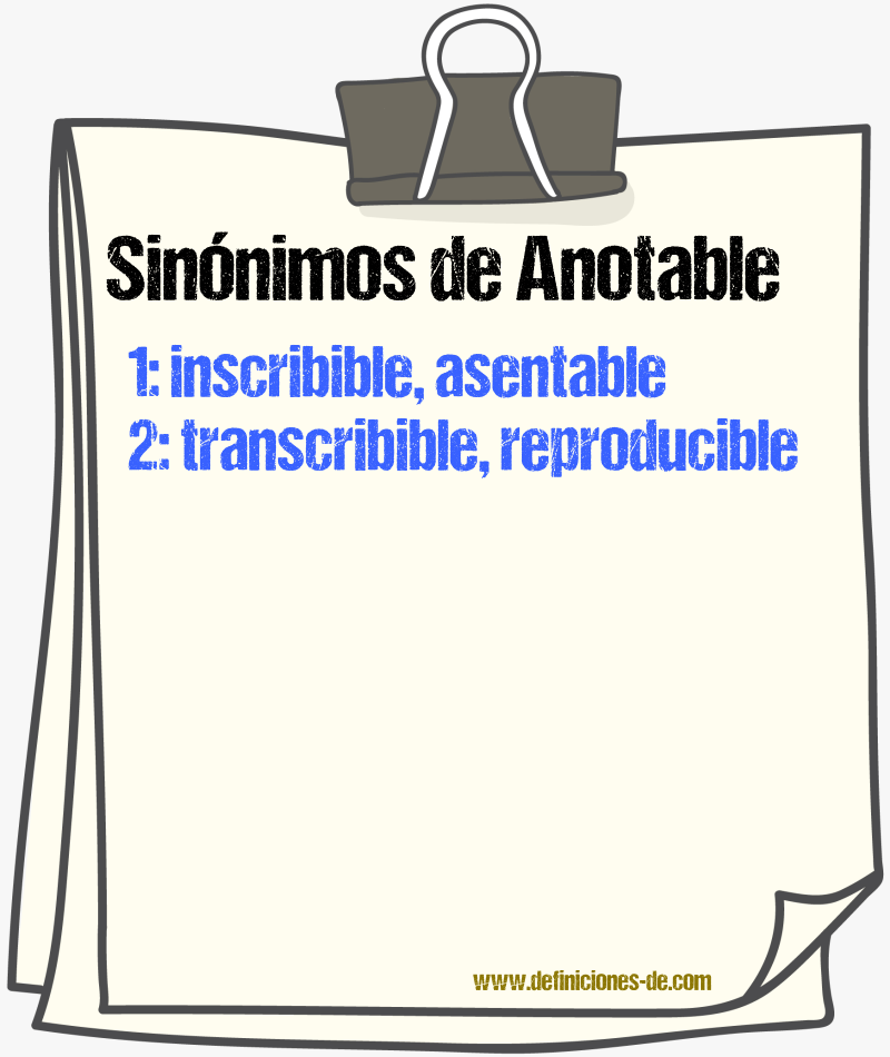 Sinónimos de anotable