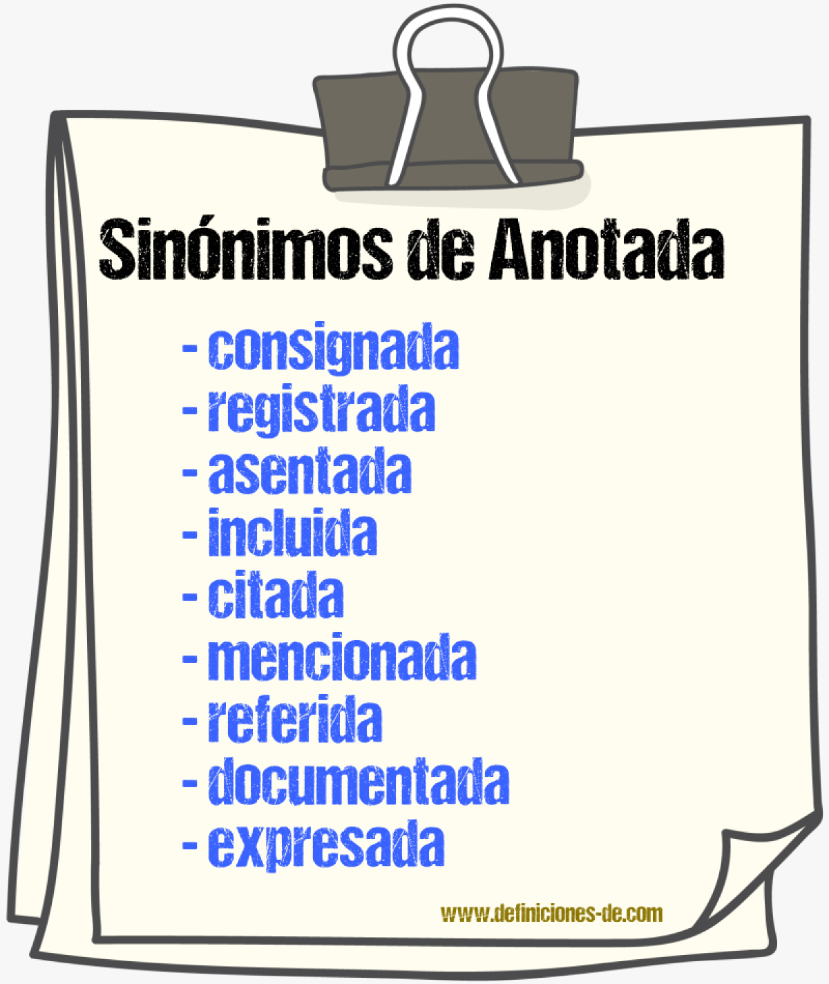 Sinónimos de anotada