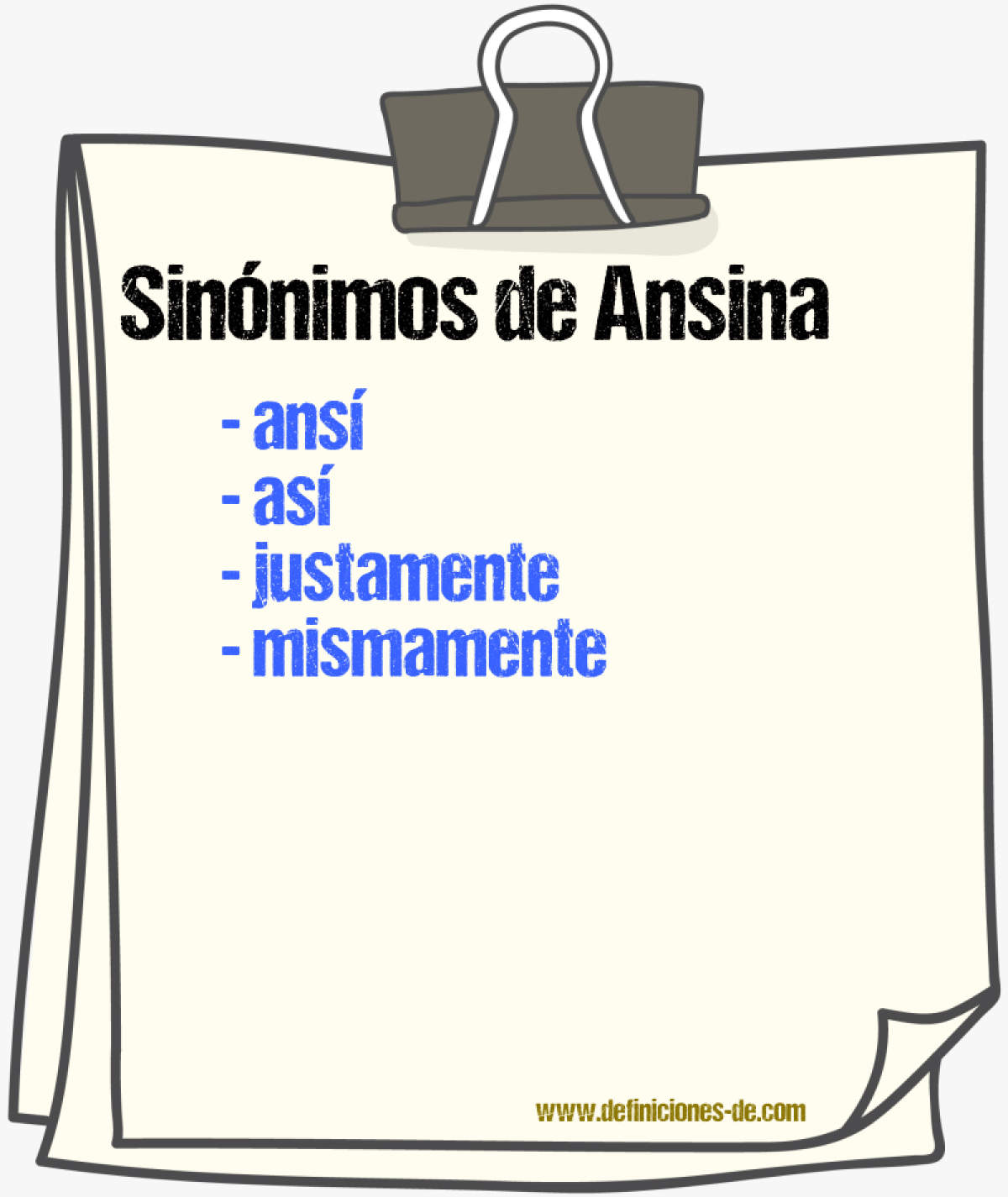 Sinnimos de ansina